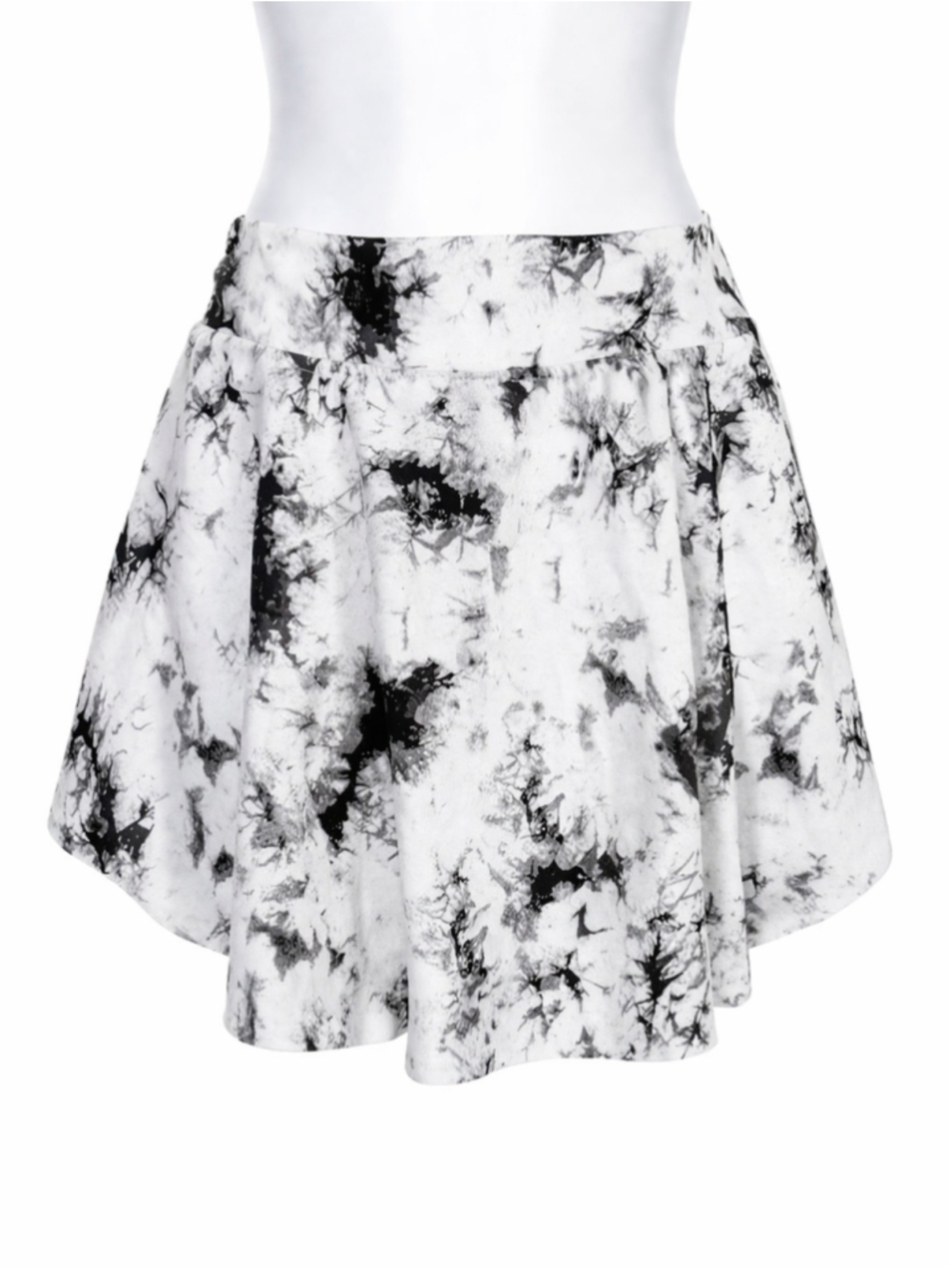 SHEIN Women's Medium Black White Tie Dye Skort Mini Skirt Shorts NWT